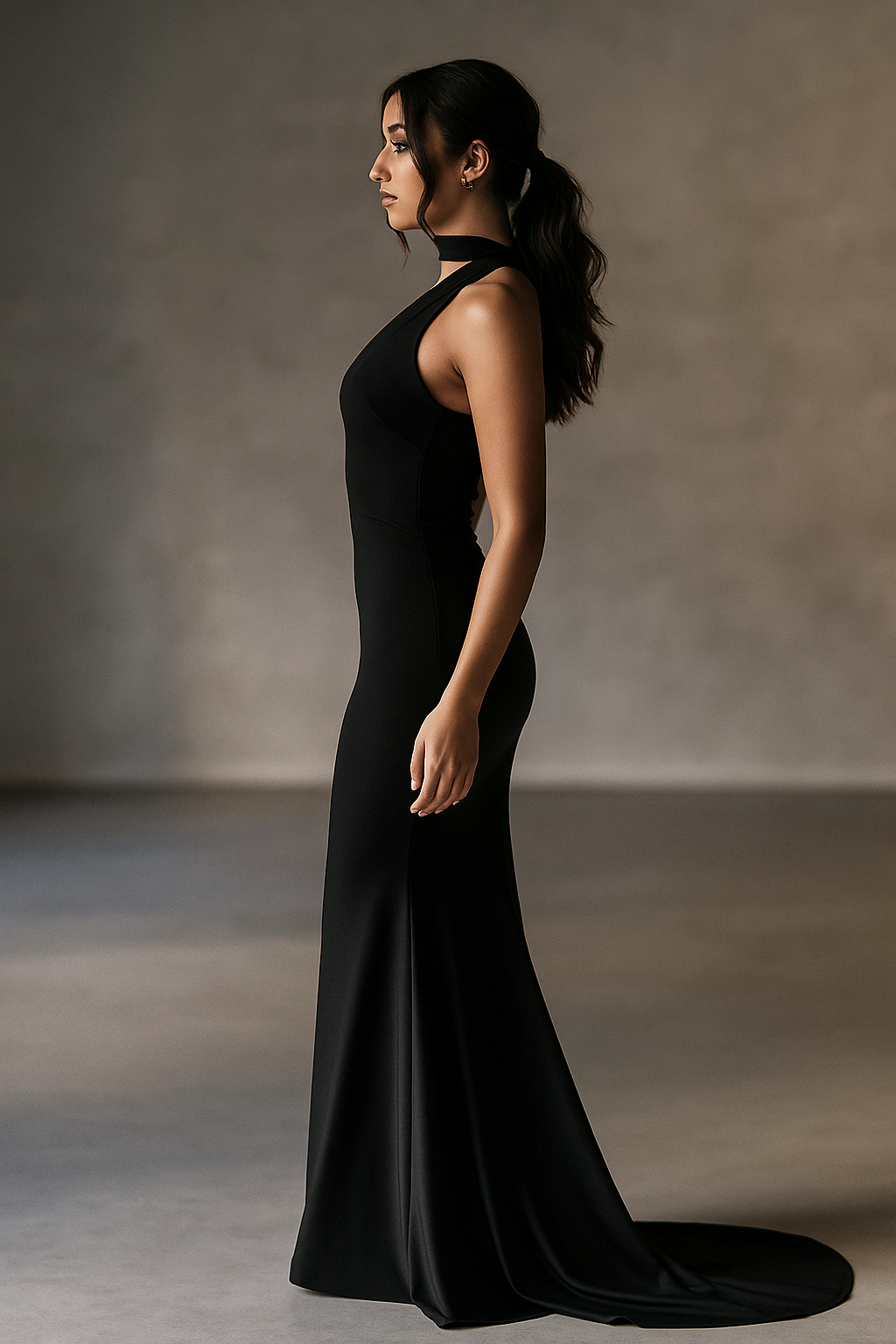 Maxi Dress élégante pour soirées, coupe ajustée et détail col asymétrique