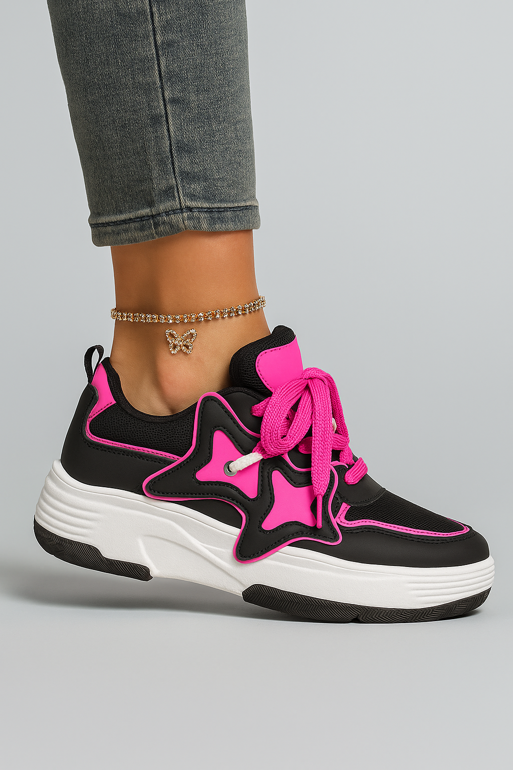 Baskets Sneakers Femme Sport Running Noir