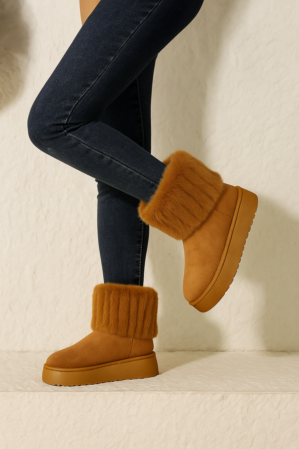 Bottes courtes grande taille pour femmes, chaudes et confortables, bout rond, caoutchouc