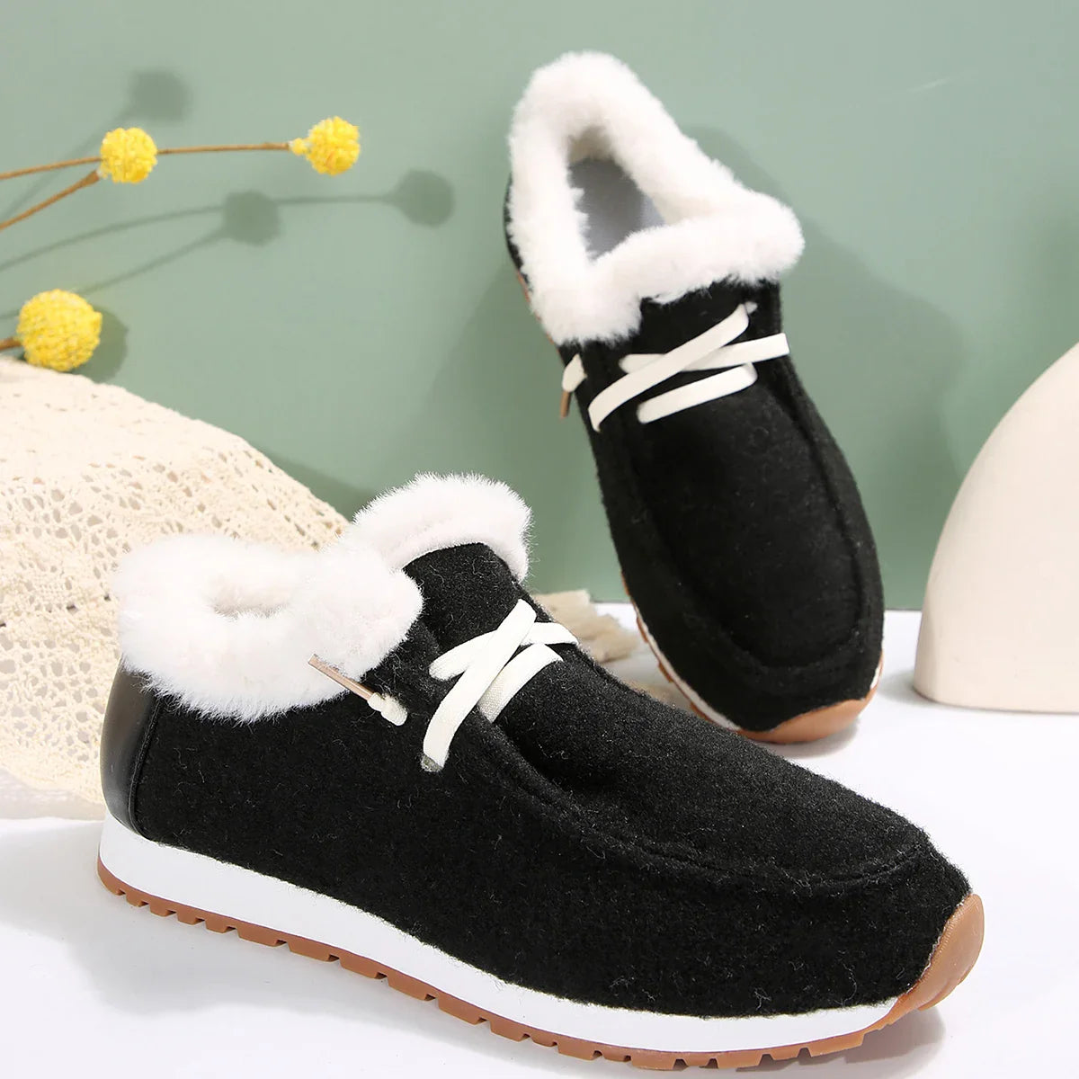 Bottes plates en coton pour femme, doublure chaude, semelle plateforme sport, confort hiver, style luxe tendance