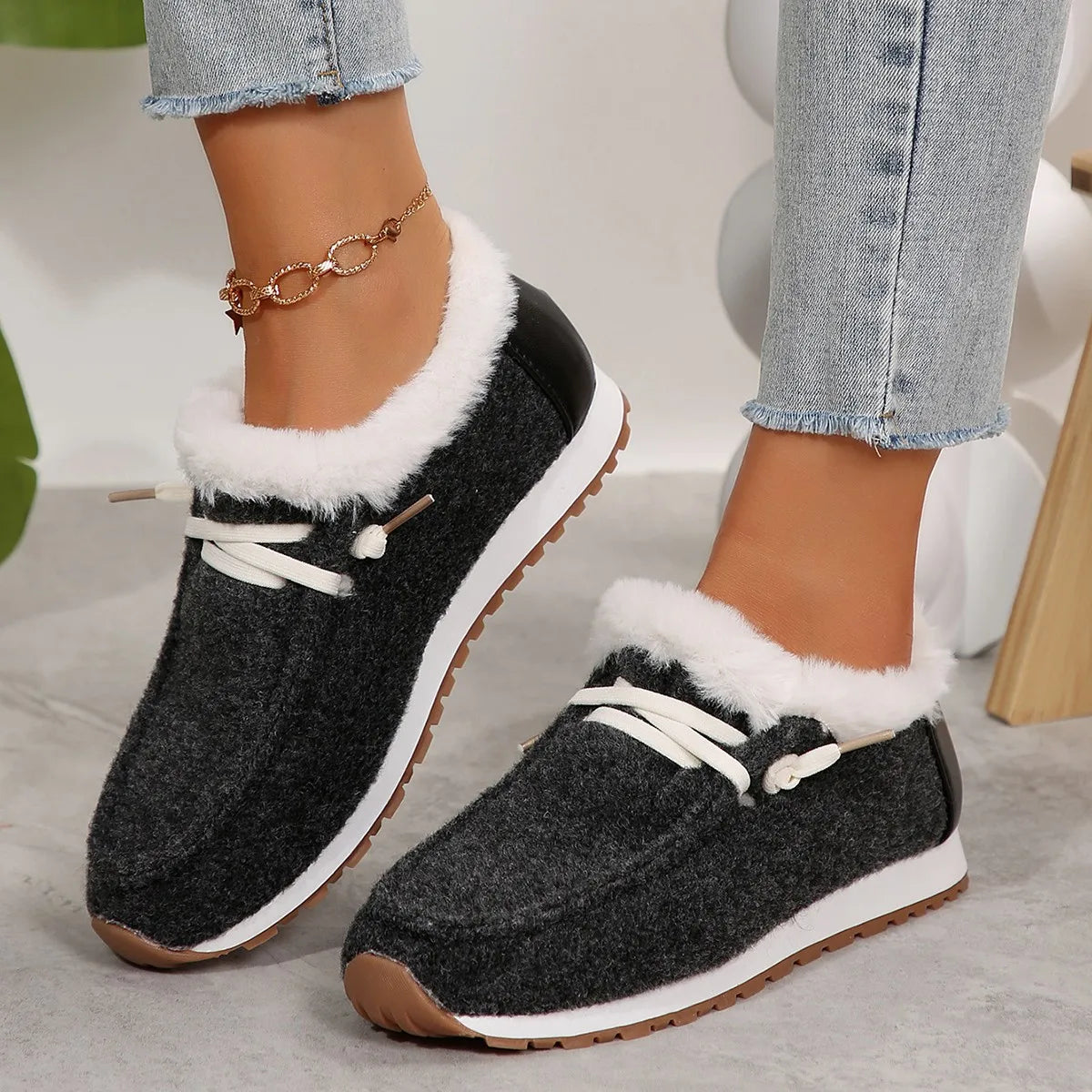 Bottes plates en coton pour femme, doublure chaude, semelle plateforme sport, confort hiver, style luxe tendance