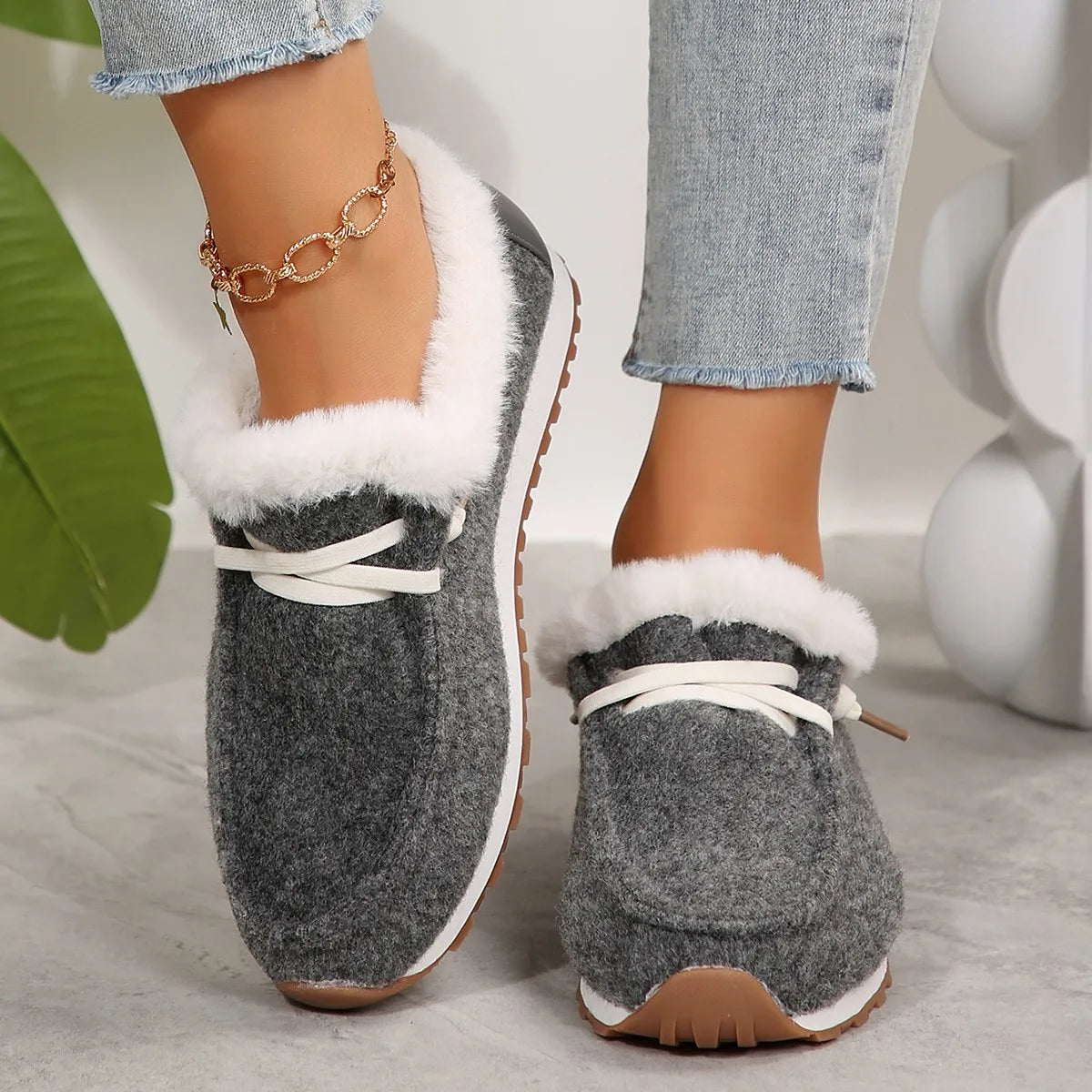 Bottes plates en coton pour femme, doublure chaude, semelle plateforme sport, confort hiver, style luxe tendance