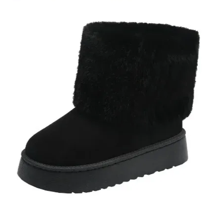 Bottes courtes grande taille pour femmes, chaudes et confortables, bout rond, caoutchouc