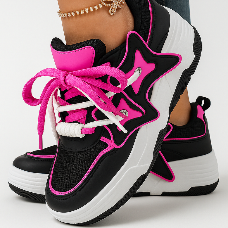 Baskets Sneakers Femme Sport Running Noir 