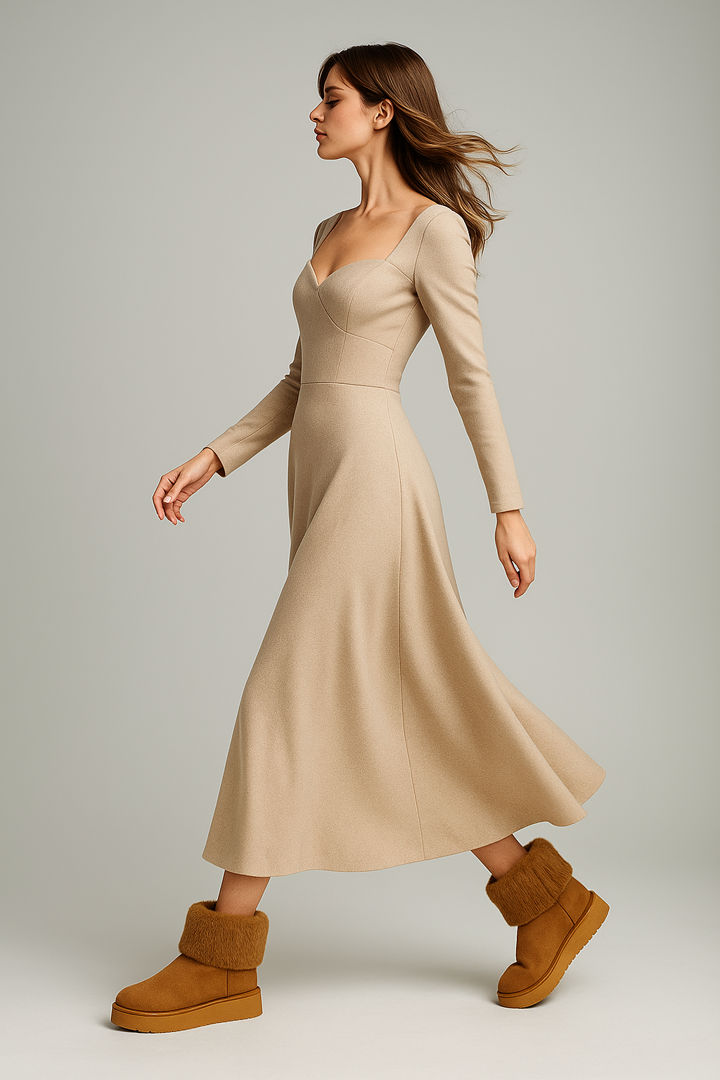 Bottines fourrées camel femme