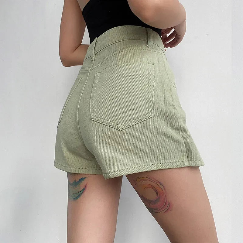 Belenzia Chic Denim Skort – Asymmetrical Layered Design with Light Distressing